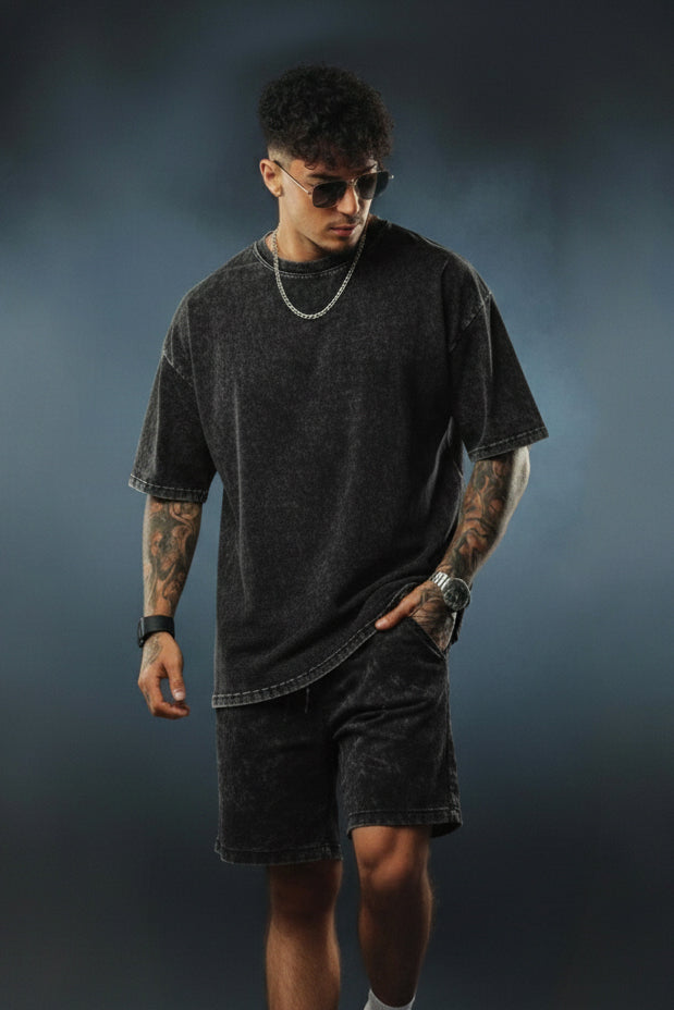 Acid Wash Black Cotton Shorts – Street Smart Comfort