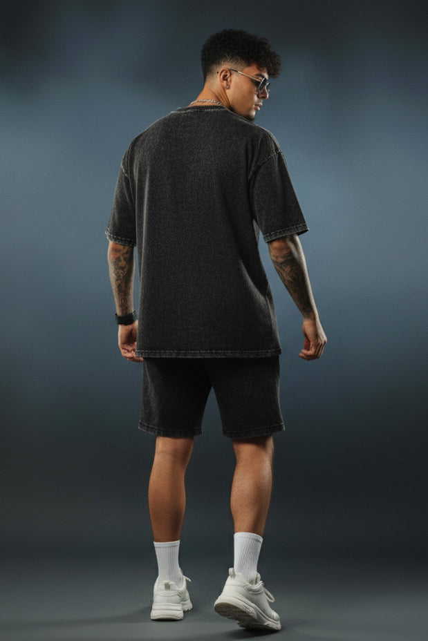 Acid Wash Black Cotton Shorts – Street Smart Comfort
