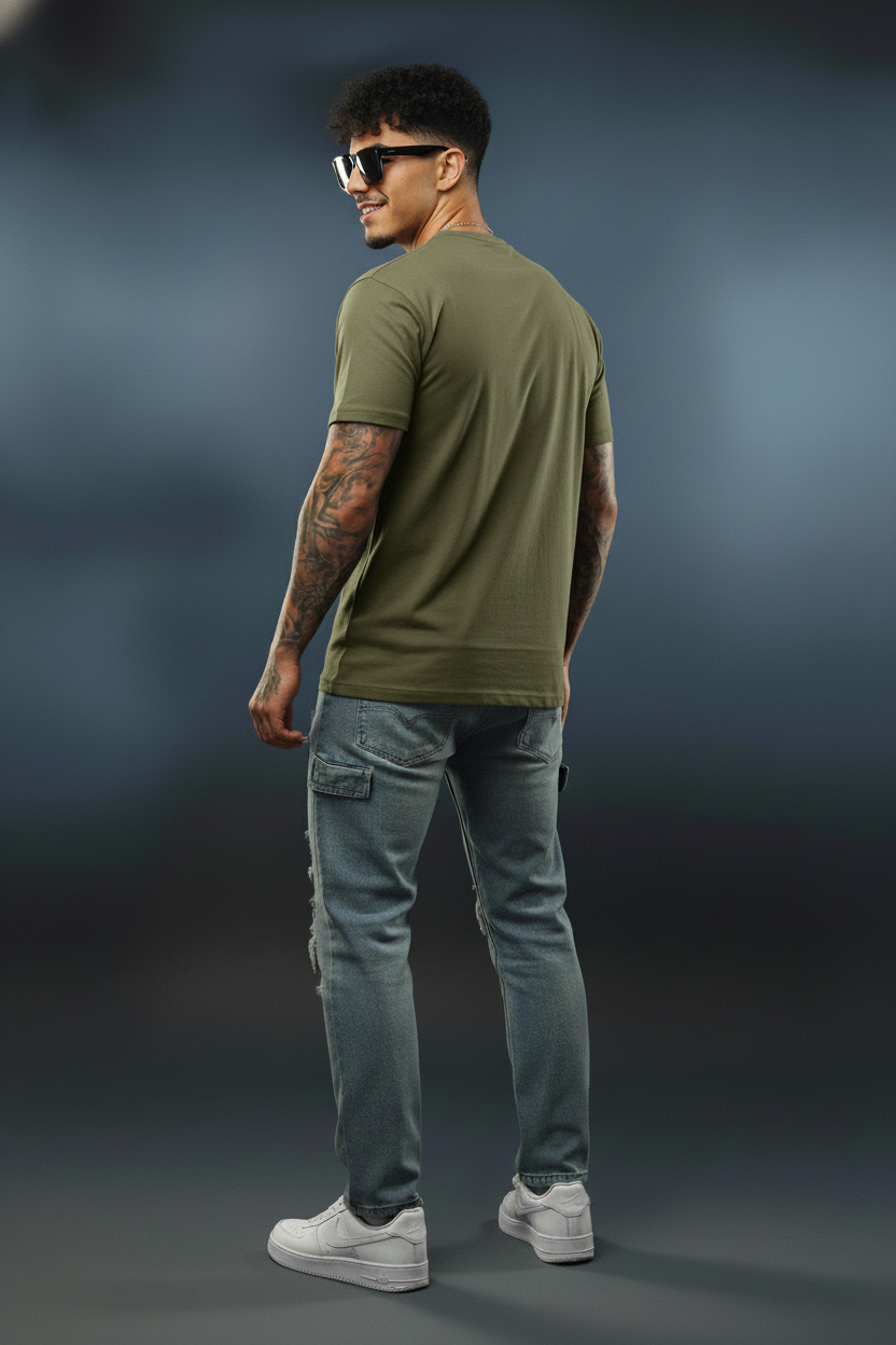 Olive Green Premium Cotton Oversized T-Shirt